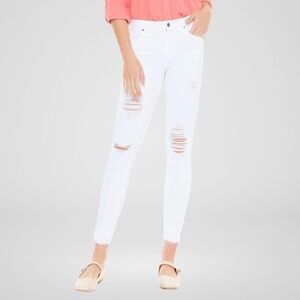 KanCan Skinny Jeans Womens 15/31 White Distressed Nala Mid Rise Ankle